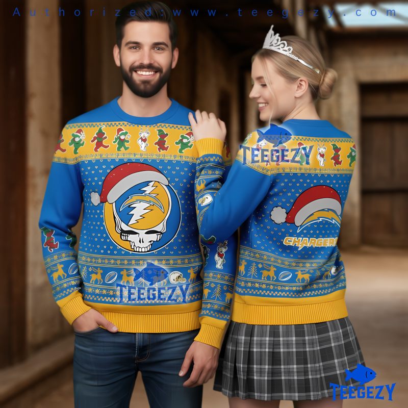 Los Angeles Chargers Grateful Dead Ugly Christmas Sweater Fan