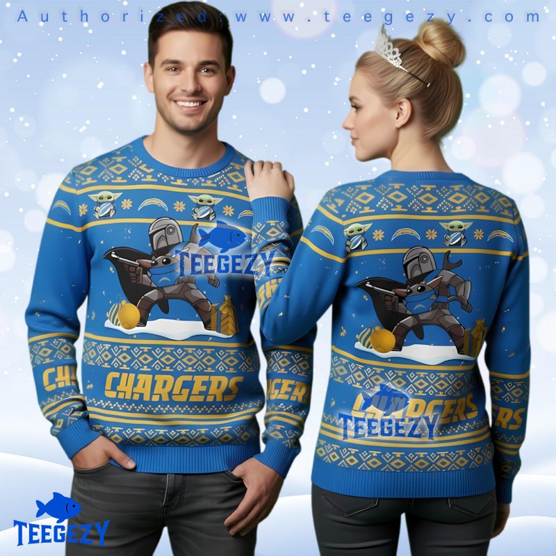 Los Angeles Chargers Grogu Mandalorian Boba Fett Ugly Christmas Sweater