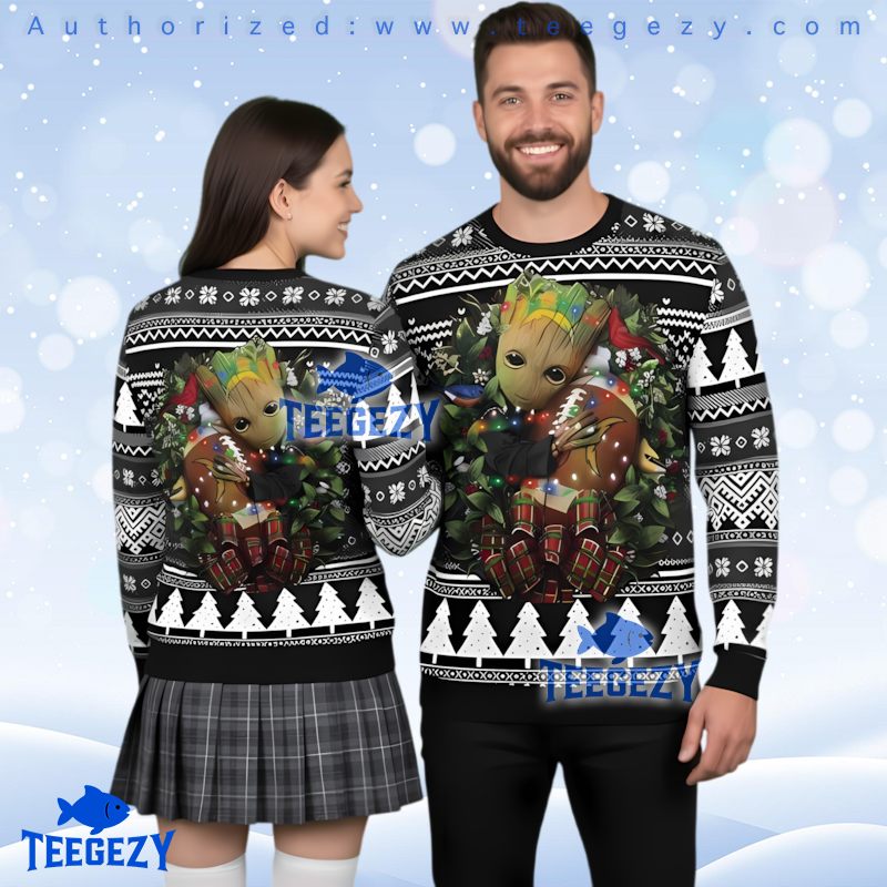 Los Angeles Chargers Groot Christmas Wreath Ugly Sweater Marvel Guardians