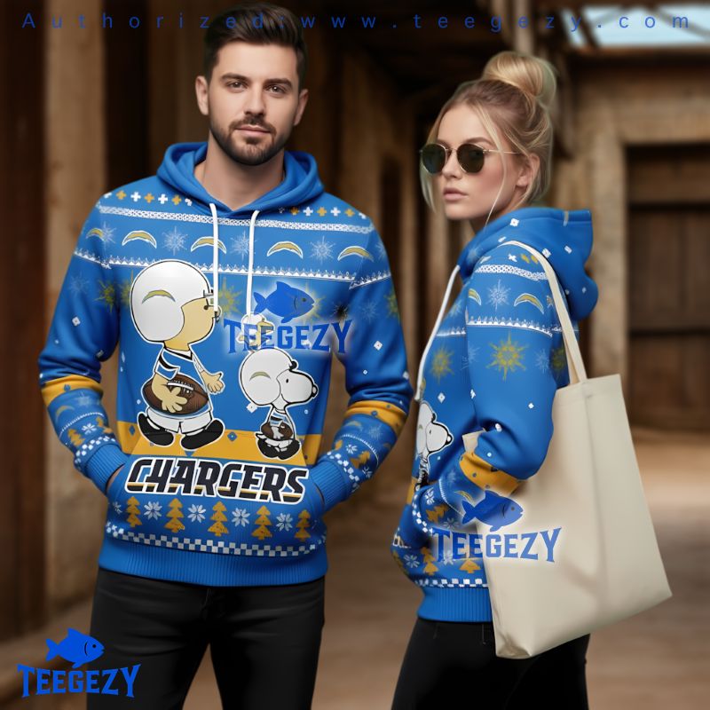 Los Angeles Chargers Peanuts Character Ugly Christmas 3D Hoodie