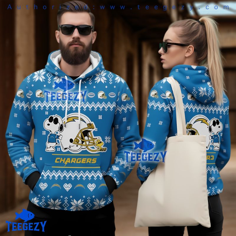 Los Angeles Chargers Peanuts Snoopy Ugly Christmas 3D Hoodie