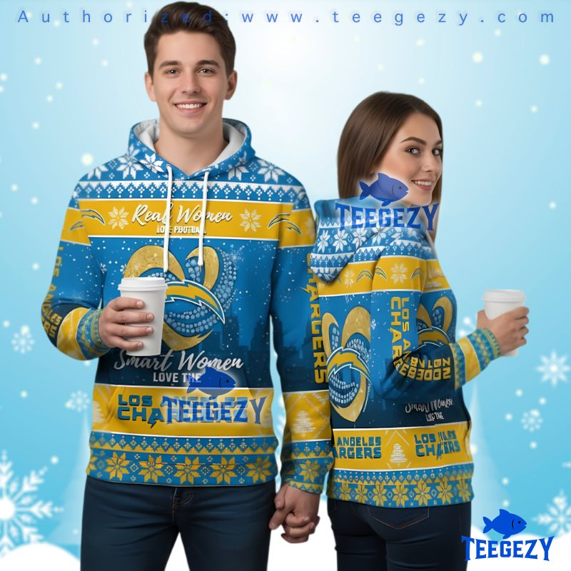 Los Angeles Chargers Real Women Love Football Ugly Christmas 3D Hoodie