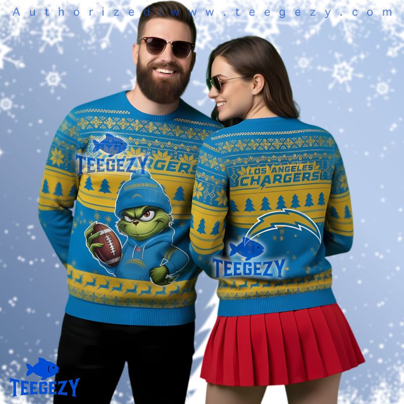 Los Angeles Chargers The Grinch Football Ugly Christmas Sweater