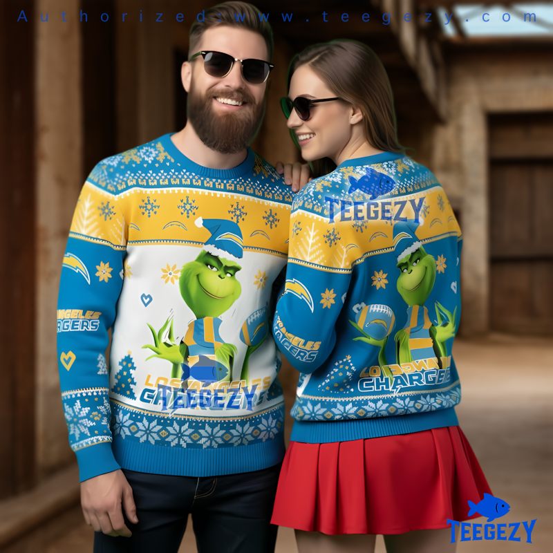 Los Angeles Chargers The Grinch Stealing Christmas Ugly Sweater