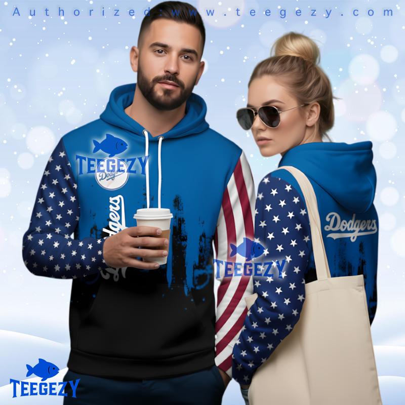 Los Angeles Dodgers American Flag Distressed 3D Hoodie Los Angeles Dodgers American Flag Distressed 3D Hoodie