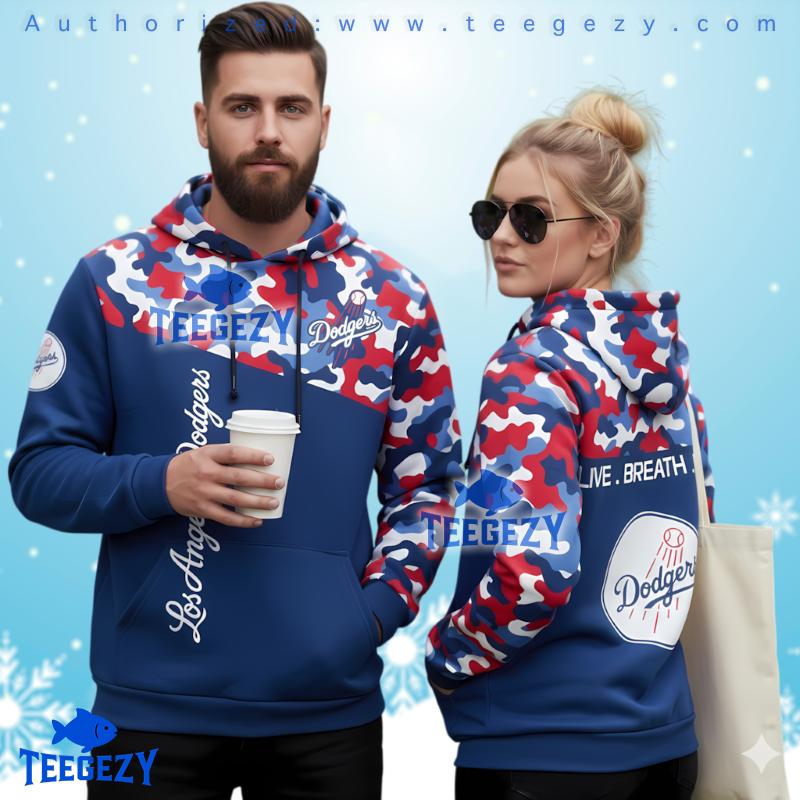 Los Angeles Dodgers Camo Split Color 3D Hoodie Los Angeles Dodgers Camo Split Color 3D Hoodie
