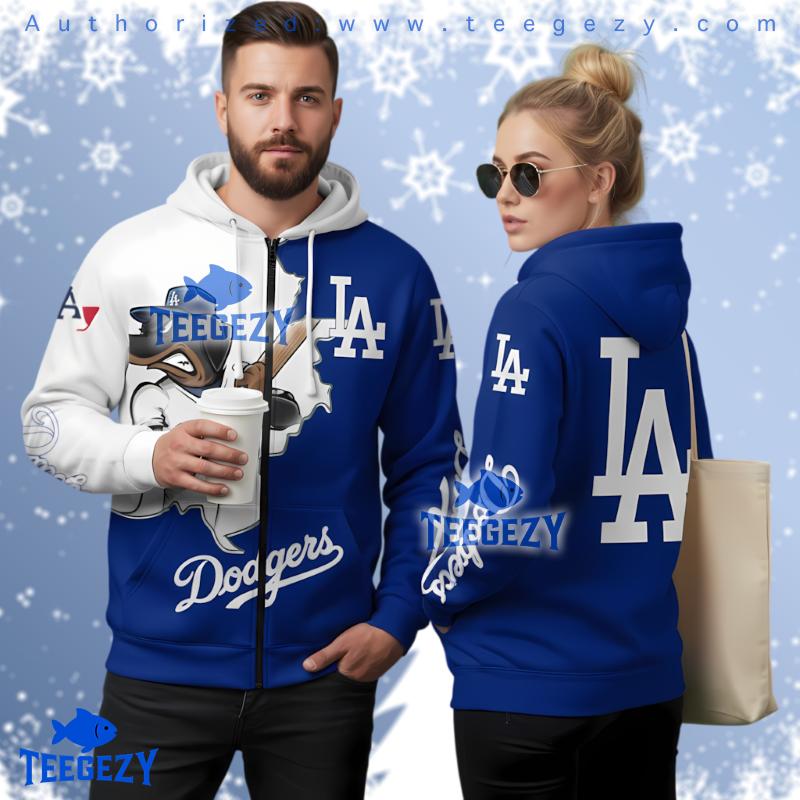 Los Angeles Dodgers Dachshund Dog Mascot 3D Zip Hoodie Los Angeles Dodgers Dachshund Dog Mascot 3D Zip Hoodie