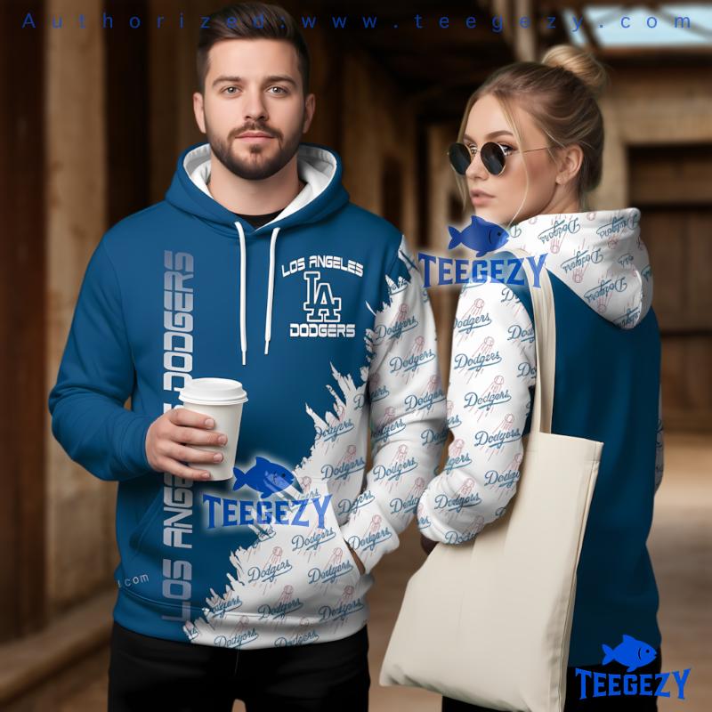 Los Angeles Dodgers La Logo Pullover 3D Hoodie Distressed Style Los Angeles Dodgers La Logo Pullover 3D Hoodie Distressed Style