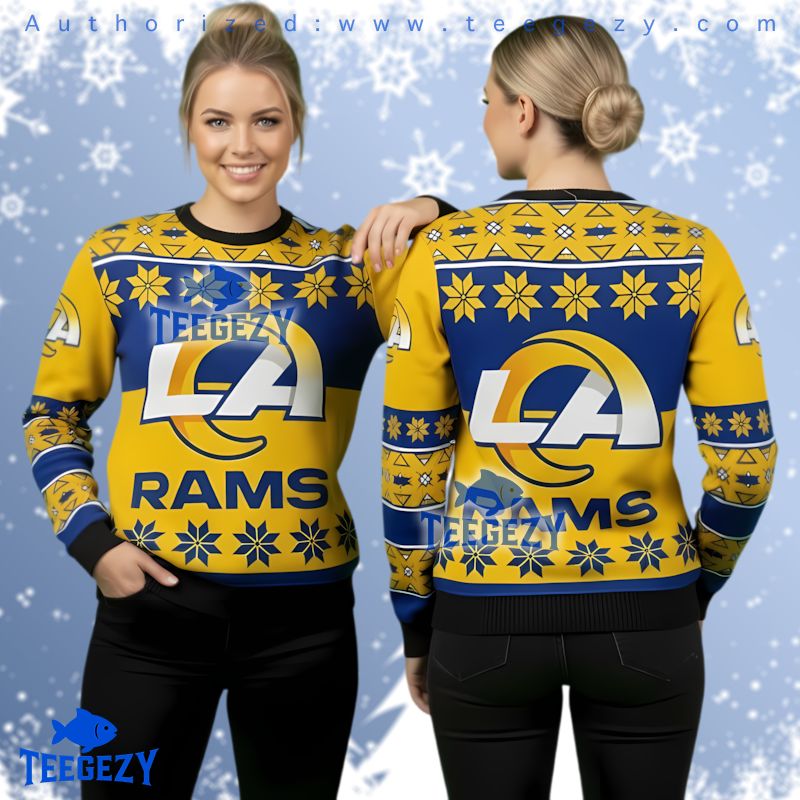 Los Angeles Rams Checkerboard Ugly Christmas Sweater Los Angeles Rams Checkerboard Ugly Christmas Sweater