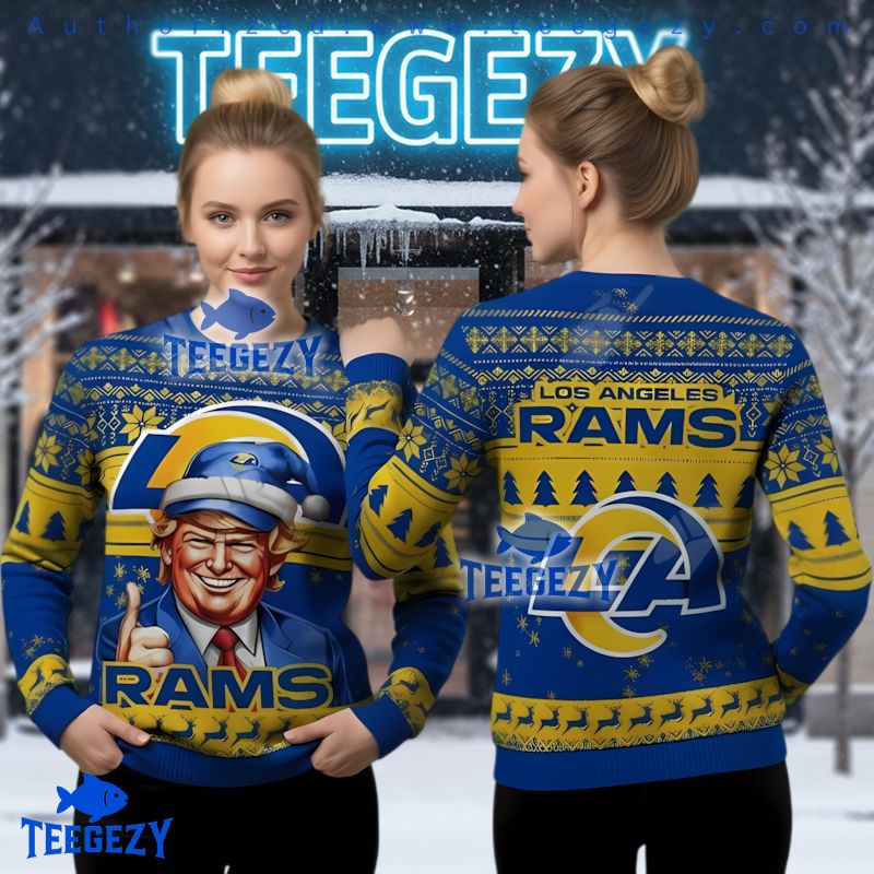 Los Angeles Rams Donald Trump Ugly Christmas Sweater Political Los Angeles Rams Donald Trump Ugly Christmas Sweater Political