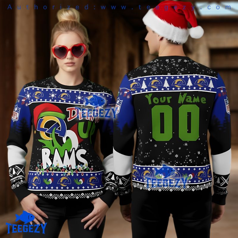 Los Angeles Rams Drink Up The Grinch Ugly Christmas Sweater Custom