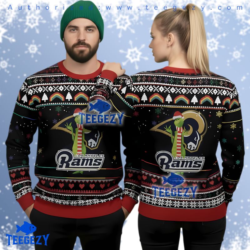 Los Angeles Rams Festive Grinch Character Ugly Christmas Sweater