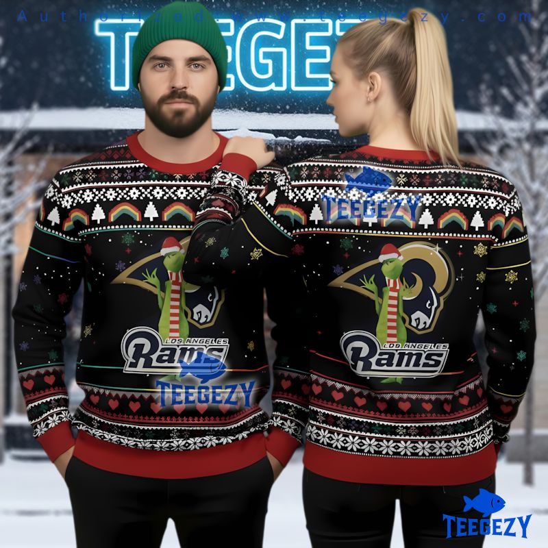Los Angeles Rams Festive Grinch Character Ugly Christmas Sweater Los Angeles Rams Festive Grinch Character Ugly Christmas Sweater