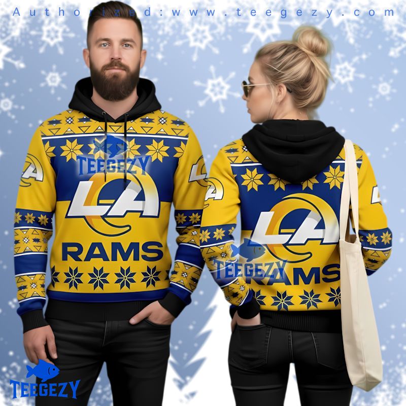 Los Angeles Rams Chiefs Grateful Dead Ugly Christmas 3D Hoodie Los Angeles Rams Chiefs Grateful Dead Ugly Christmas 3D Hoodie