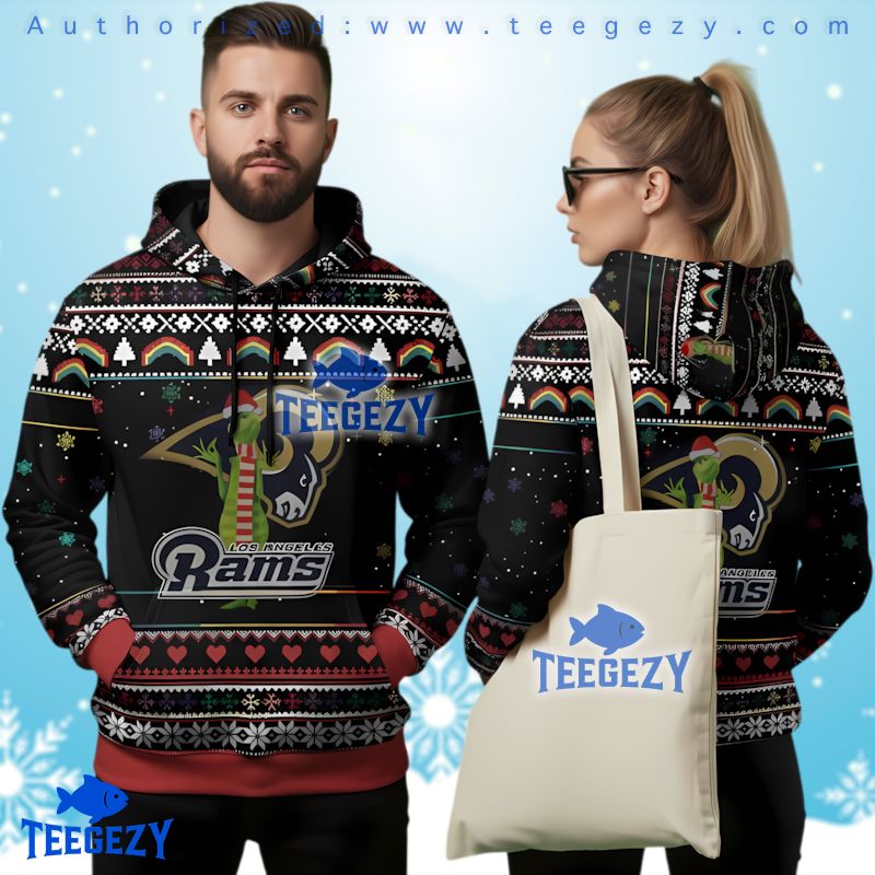Los Angeles Rams Festive Team Ugly Christmas 3D Hoodie