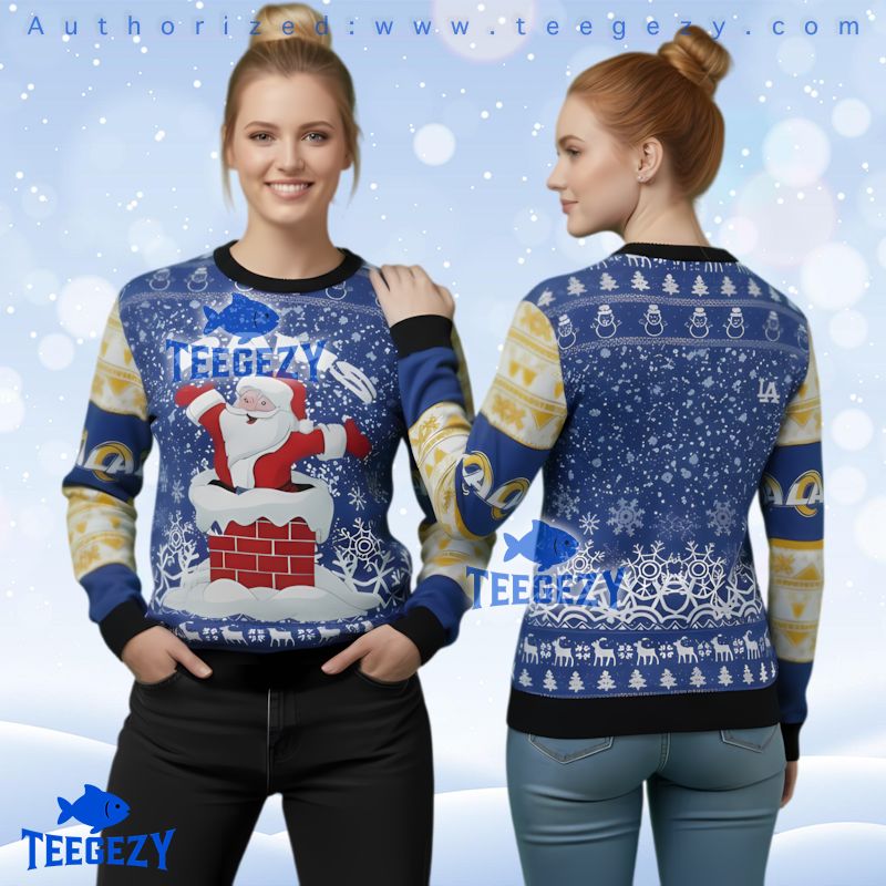 Los Angeles Rams Funny Santa Claus Chimney Ugly Christmas Sweater