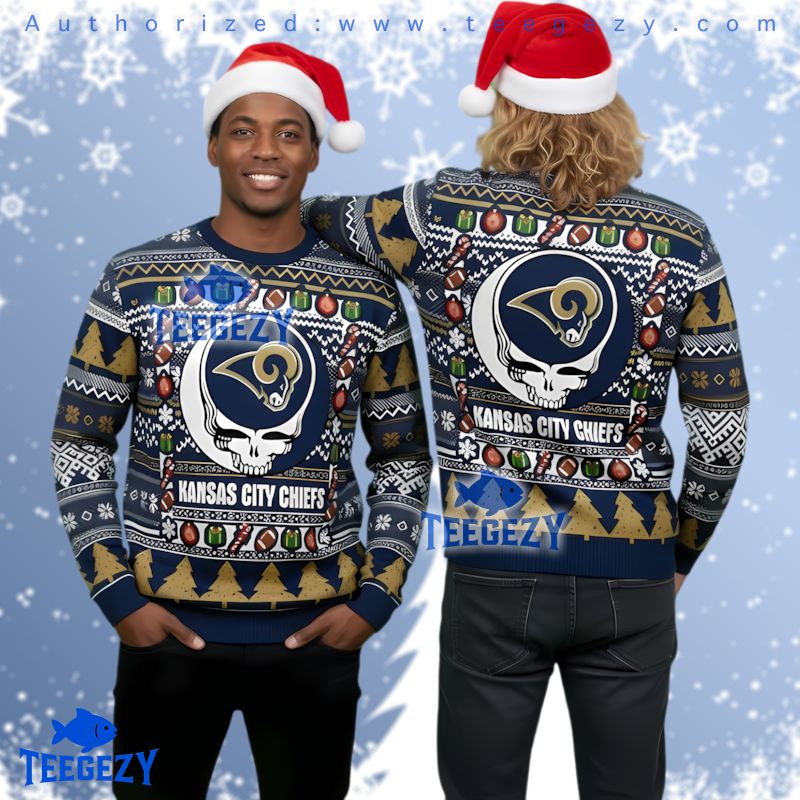 Los Angeles Rams Grateful Dead Chiefs Fan Ugly Christmas Sweater