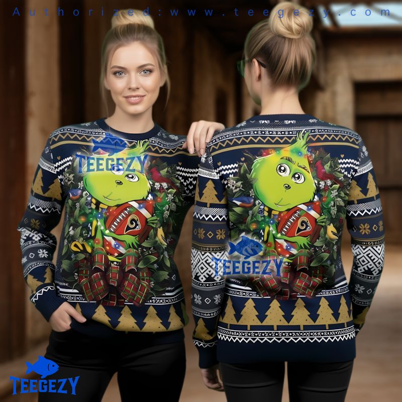 Los Angeles Rams Grinch Hug Ugly Christmas Sweater Xmas Day