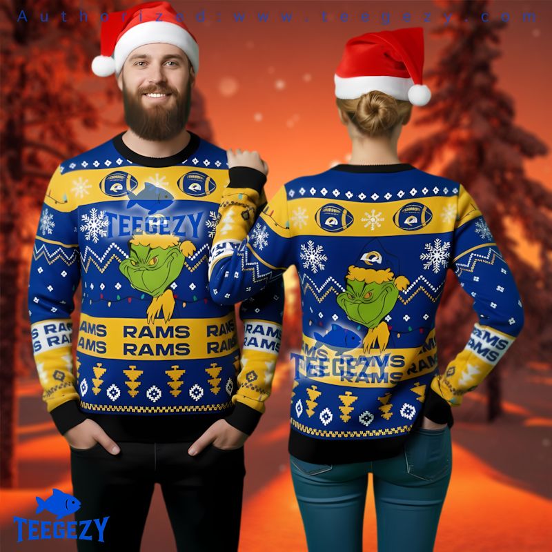 Los Angeles Rams Grinch Lighted Ugly Christmas Sweater