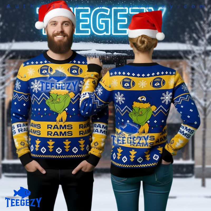 Los Angeles Rams Grinch Lighted Ugly Christmas Sweater Los Angeles Rams Grinch Lighted Ugly Christmas Sweater