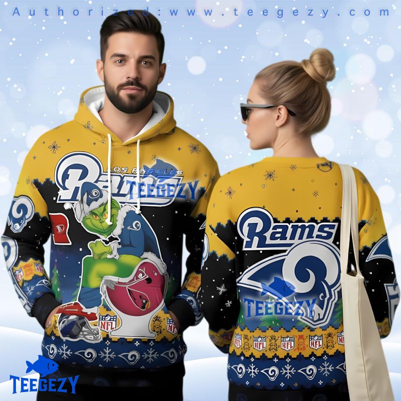 Los Angeles Rams Grinch Super Bowl Trophy Ugly Christmas 3D Hoodie Los Angeles Rams Grinch Super Bowl Trophy Ugly Christmas 3D Hoodie