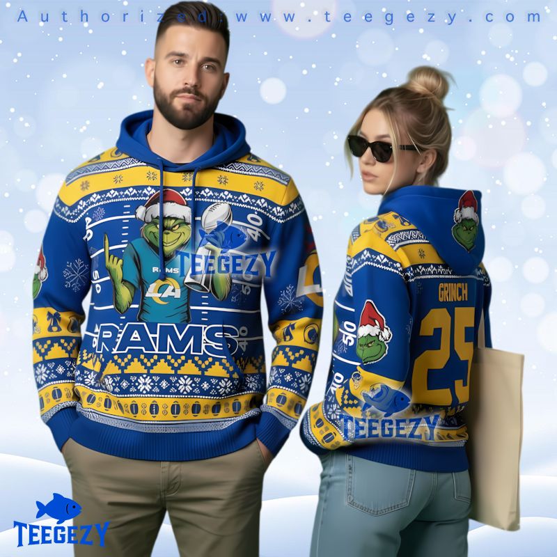 Los Angeles Rams Hohoho Logo Ugly Christmas 3D Hoodie