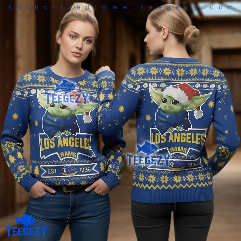 Los Angeles Rams Grogu Baby Yoda Ugly Christmas Sweater