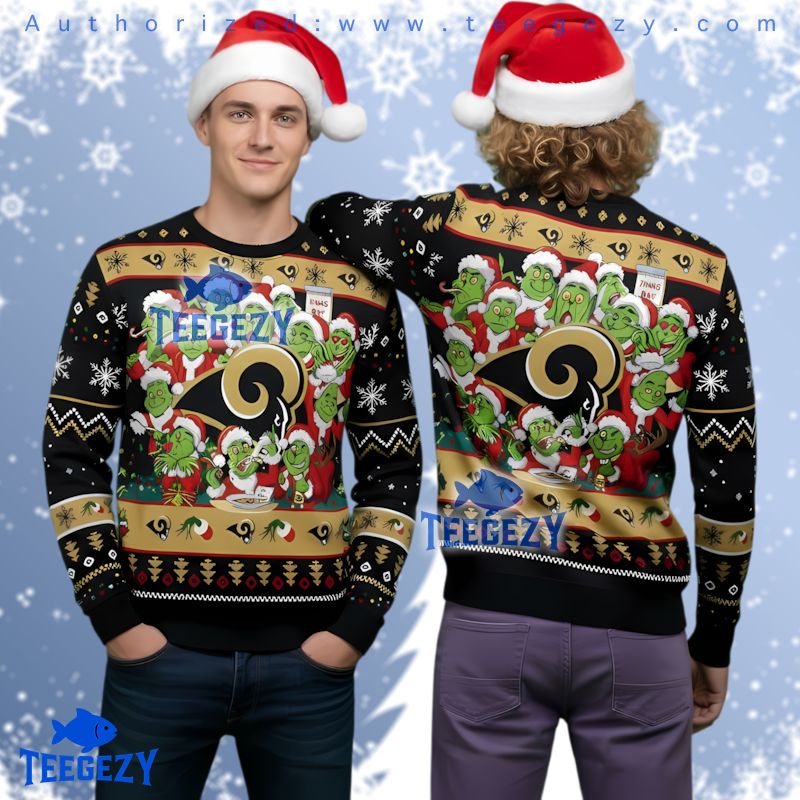Los Angeles Rams Many Grinch Themed Ugly Christmas Sweater