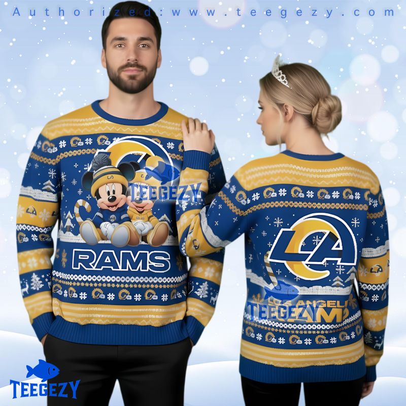 Los Angeles Rams Mickey Minnie Mouse Ugly Christmas Sweater