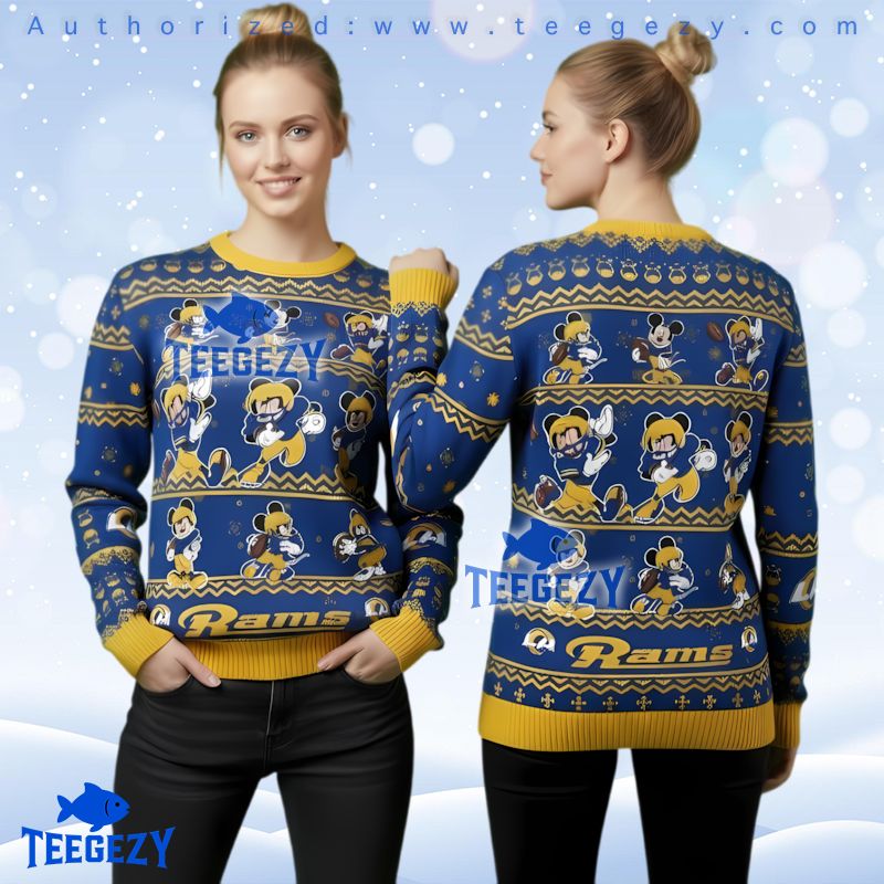 Los Angeles Rams Mickey Mouse Football Ugly Christmas Sweater