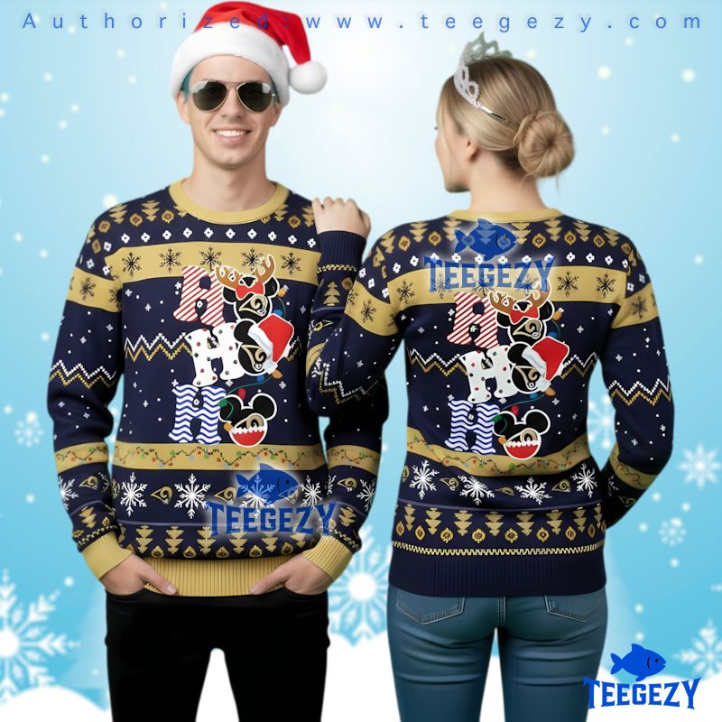 Los Angeles Rams Mickey Mouse Ho Ho Ho Ugly Christmas Sweater