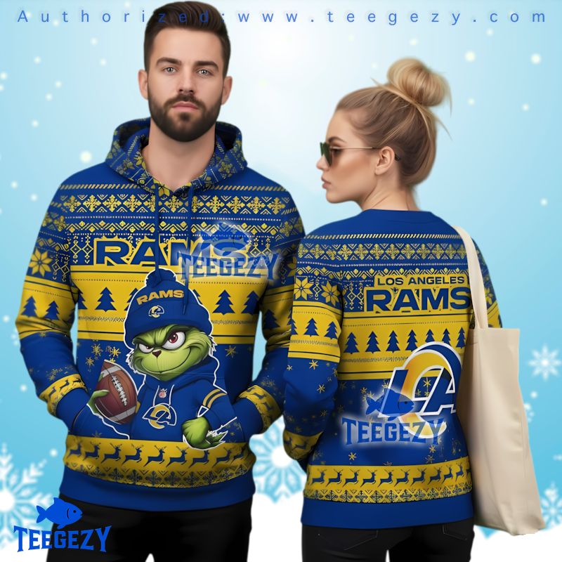 Los Angeles Rams Logo Snowflake Ugly Christmas 3D Hoodie Los Angeles Rams Logo Snowflake Ugly Christmas 3D Hoodie
