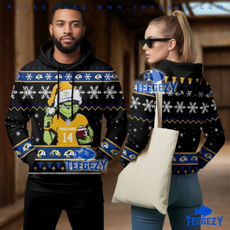 Los Angeles Rams Pug Dog Christmas Wreath Ugly 3D Hoodie Los Angeles Rams Pug Dog Christmas Wreath Ugly 3D Hoodie