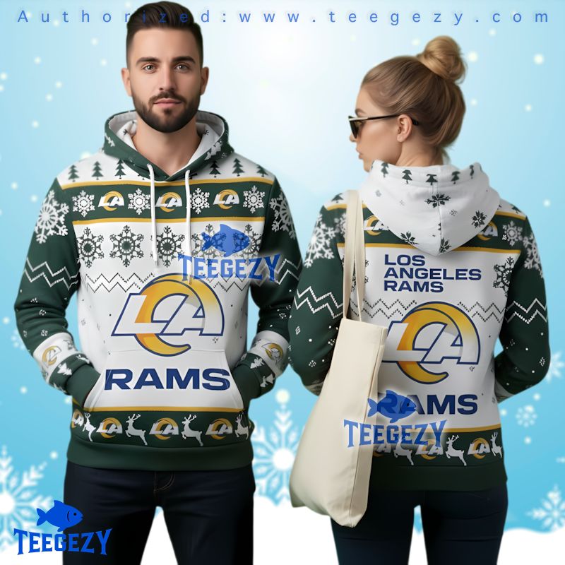 Los Angeles Rams Royal Blue Sol Ugly Christmas 3D Hoodie
