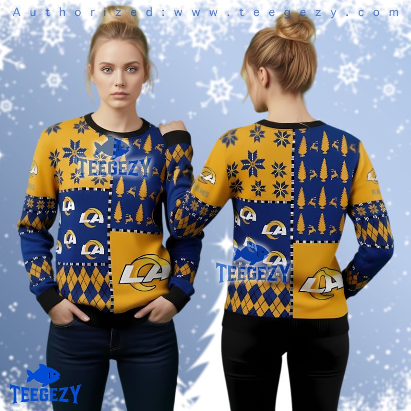 Los Angeles Rams Reindeer Snowflake Ugly Christmas Sweater Holiday