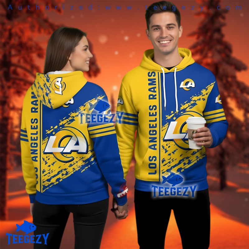 Los Angeles Rams Reindeer Bells Pattern Ugly Christmas 3D Hoodie Los Angeles Rams Reindeer Bells Pattern Ugly Christmas 3D Hoodie