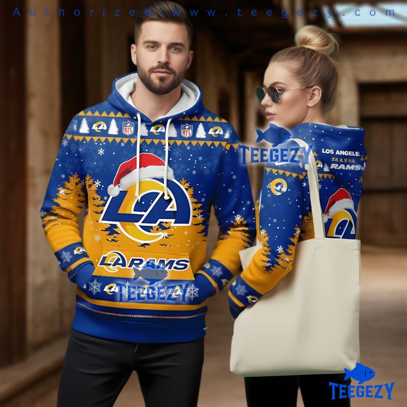 Los Angeles Rams Santa Claus Dab Chimney Ugly Christmas 3D Hoodie
