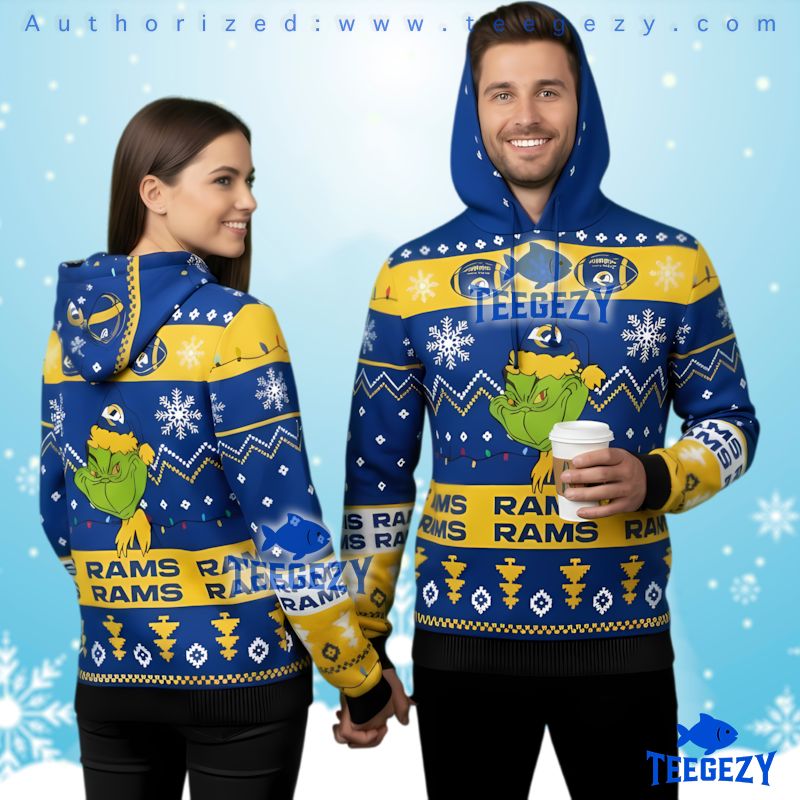 Los Angeles Rams The Grinch Full Face Ugly Christmas 3D Hoodie