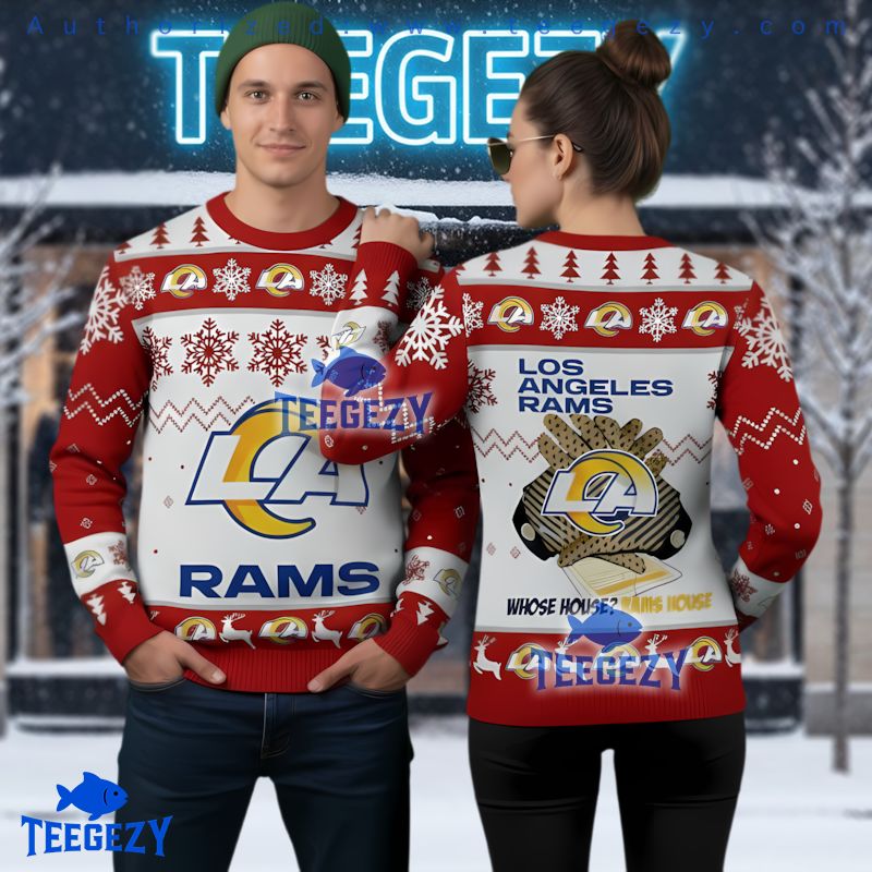 Los Angeles Rams Whose House Rams House Ugly Christmas Sweater Los Angeles Rams Whose House Rams House Ugly Christmas Sweater