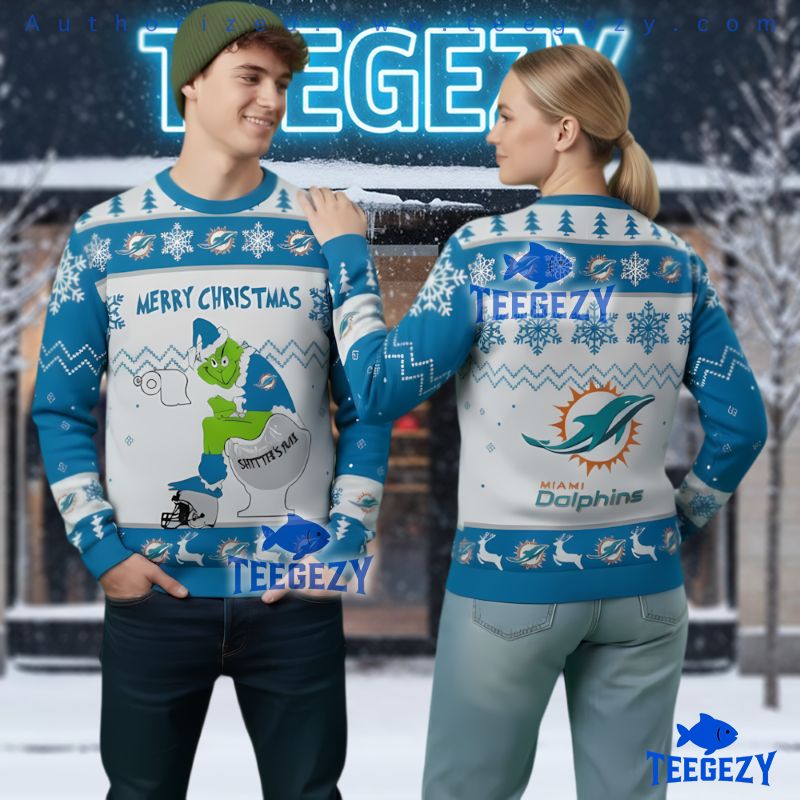 Miami Dolphins Grinch Toilet Ugly Christmas Sweater Merry Christmas Miami Dolphins Grinch Toilet Ugly Christmas Sweater Merry Christmas