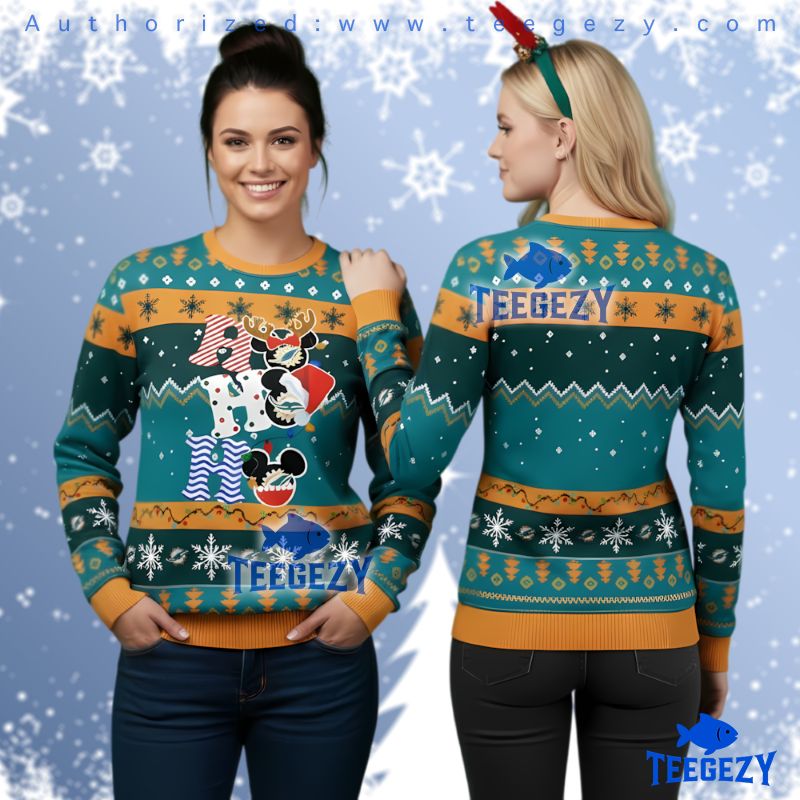 Miami Dolphins Ho Ho Ho Mickey Ugly Christmas Sweater Apparel