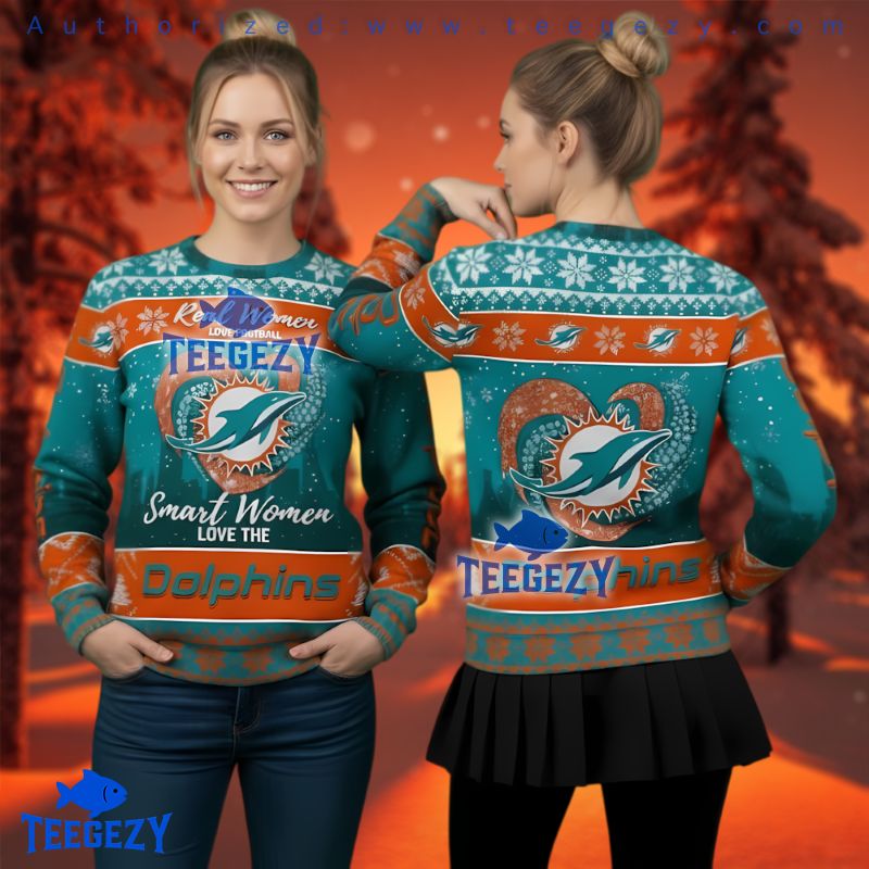 Miami Dolphins Real Women Love Football Ugly Christmas Sweater