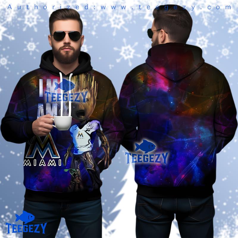 Miami Marlins Baby Groot 3D Print Hoodie Miami Marlins Baby Groot 3D Print Hoodie