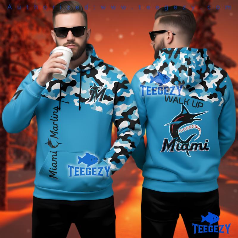 Miami Marlins Camo Pattern 3D Hoodie Design Miami Marlins Camo Pattern 3D Hoodie Design