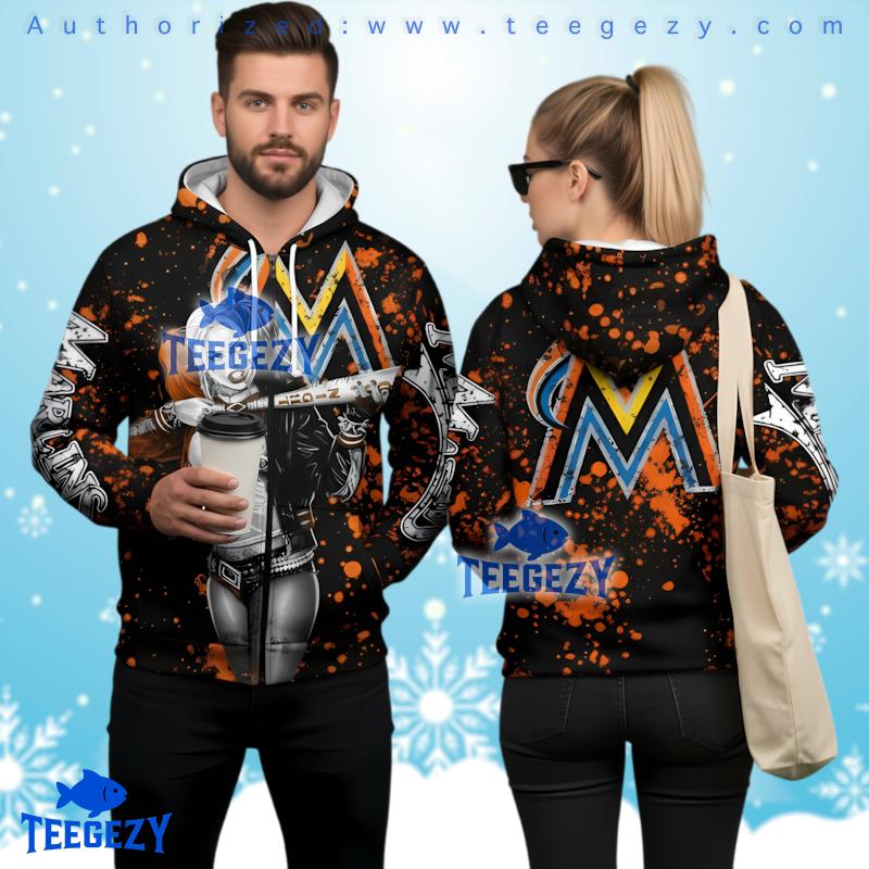 Miami Marlins Harley Quinn 3D Pullover Hoodie Miami Marlins Harley Quinn 3D Pullover Hoodie