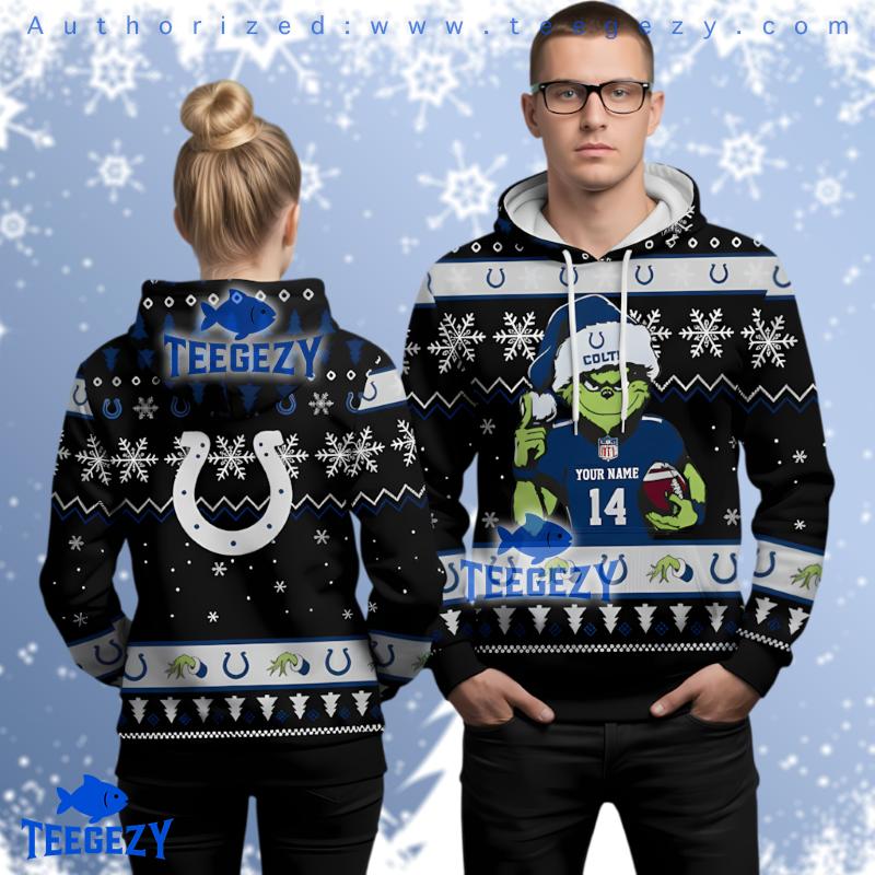 Personalized Indianapolis Colts Grinchmas Ugly Christmas 3D Hoodie Personalized Indianapolis Colts Grinchmas Ugly Christmas 3D Hoodie