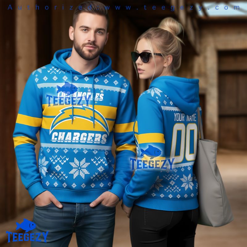 Personalized Los Angeles Chargers Ugly Christmas 3D Hoodie