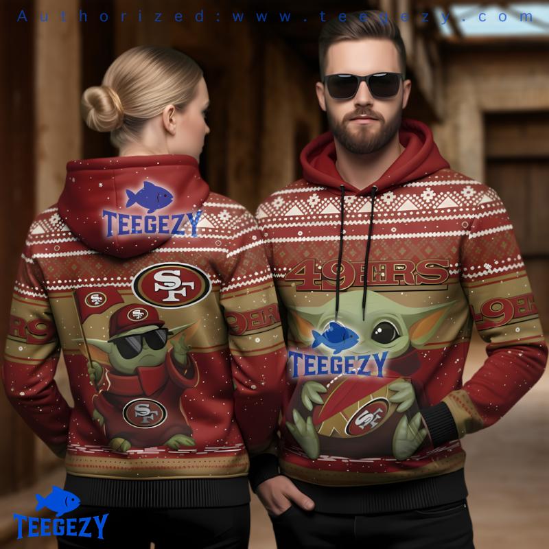 San Francisco 49Ers Cute Baby Yoda Holding Football 3D Hoodie San Francisco 49Ers Cute Baby Yoda Holding Football 3D Hoodie