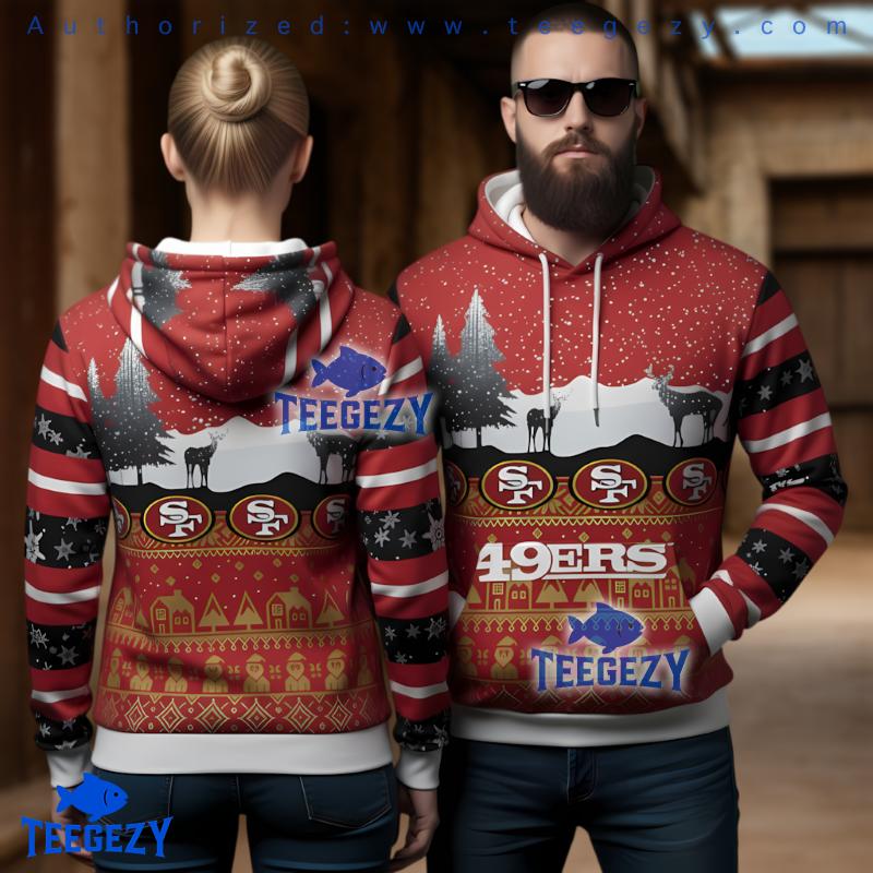 San Francisco 49Ers Deer And Trees Christmas Ugly 3D Hoodie San Francisco 49Ers Deer And Trees Christmas Ugly 3D Hoodie