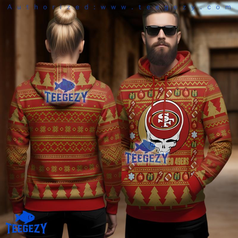 San Francisco 49Ers Grateful Dead Fusion Ugly Christmas Hoodie 3D Print San Francisco 49Ers Grateful Dead Fusion Ugly Christmas Hoodie 3D Print